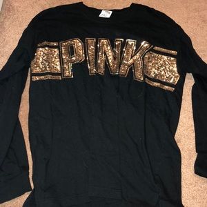 oversized long sleeve PINK VS with sequins